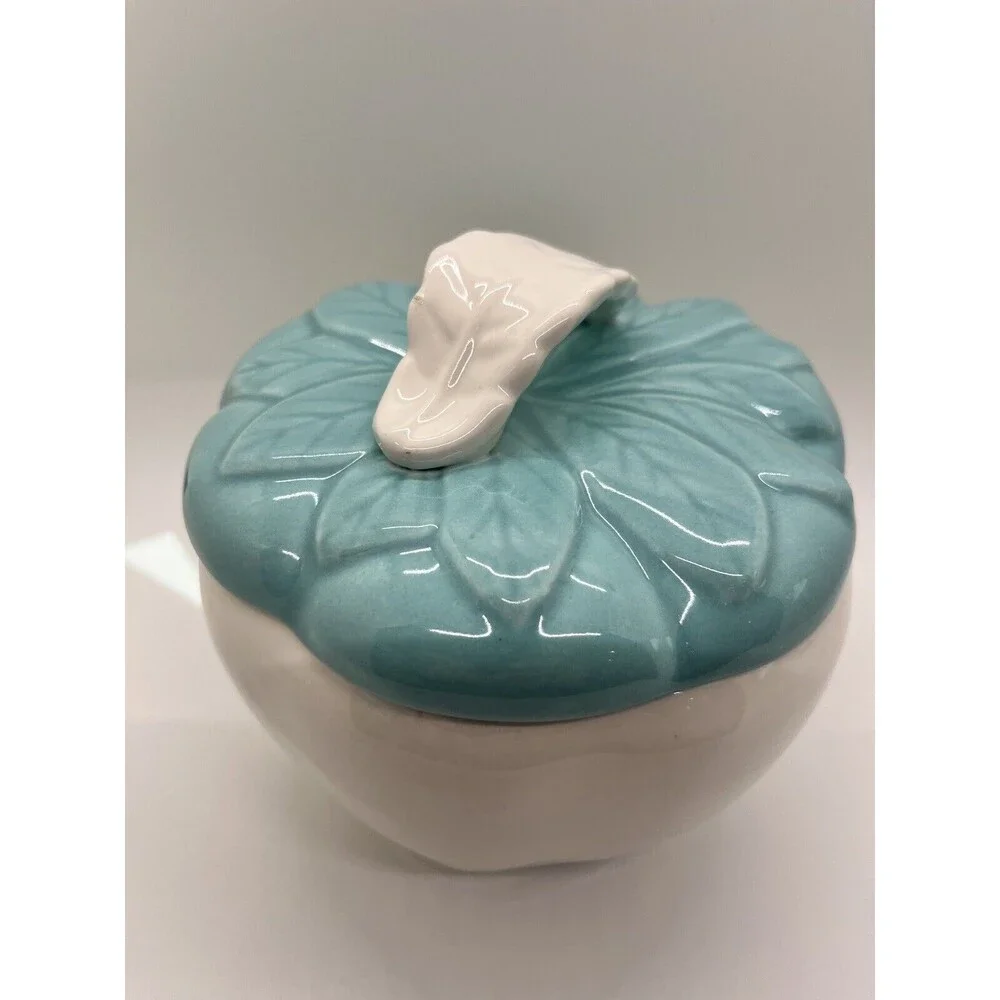 Ceramic Bowl w/Lid for Serving Dips Turquoise Hoenig California Pottery